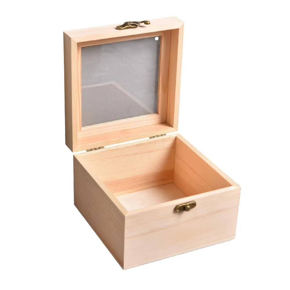 Compact Wooden Storage Cube - Office Desk Organizer Box