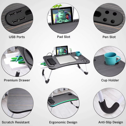 Compact Foldable Laptop Desk with USB Port and Fan