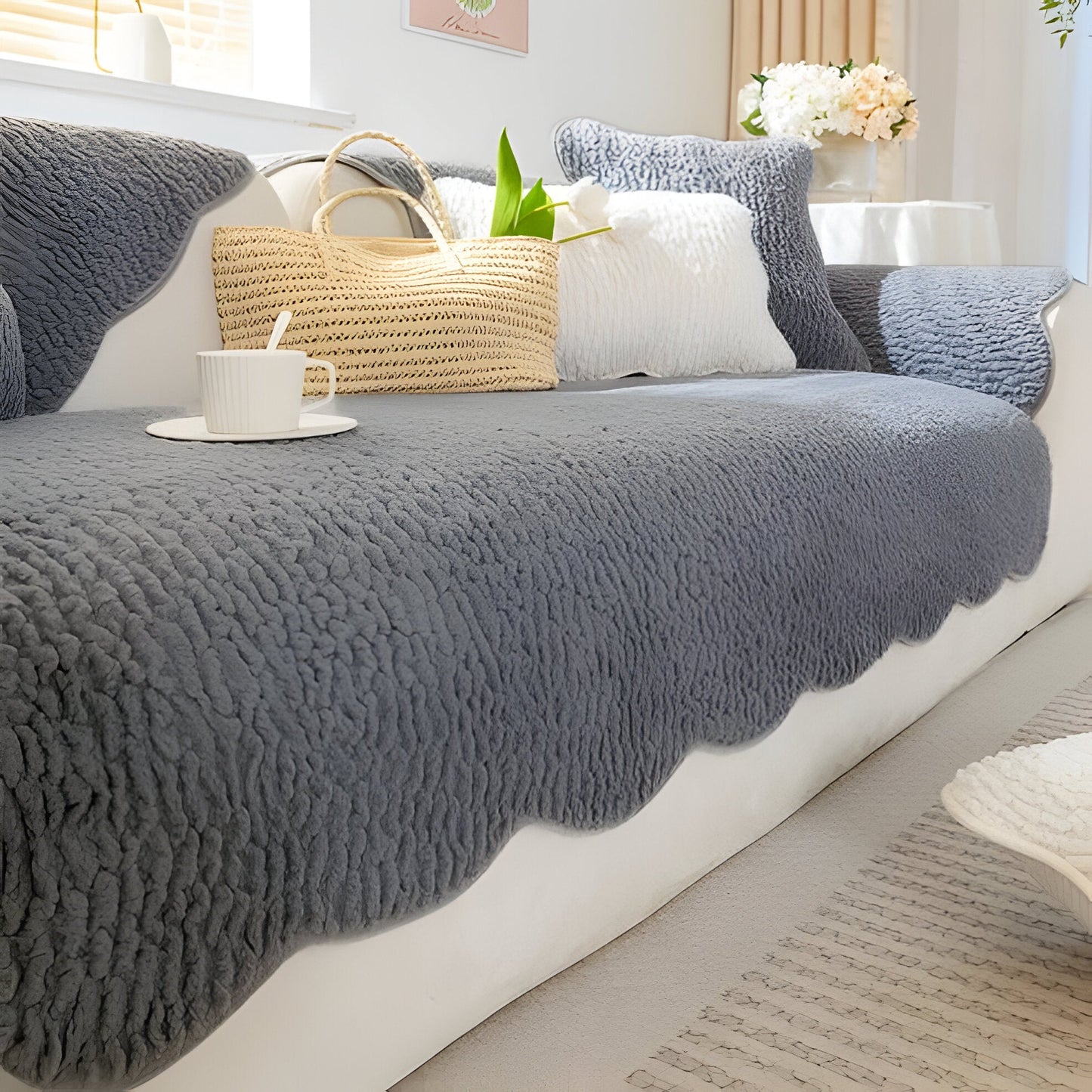 Plush Fuzzy Sofa Throw for Cold Weather Comfort