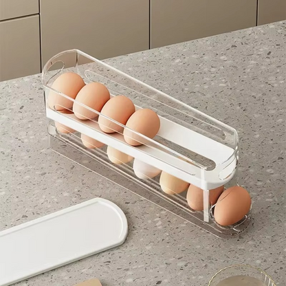 Easy Roll Egg Holder for Fridge, Double Layer Storage - Hehif
