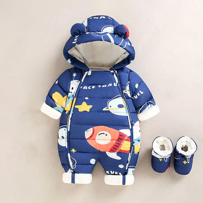 Soft Plush Hooded Jumpsuit for Baby and Toddler