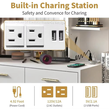 Modern LED Lighted Vanity Table Set with Mirror