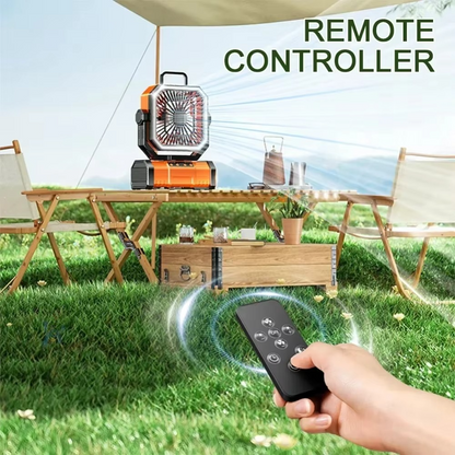 Portable Outdoor Fan with LED Light and Long Battery Life