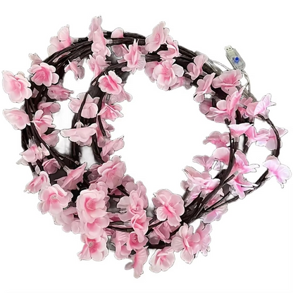 Pastel Pink Floral String LED Lamp with USB Charger - Hehif
