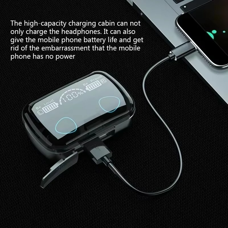 Wireless Bluetooth Earbuds with LED Screen, Stereo Sound
