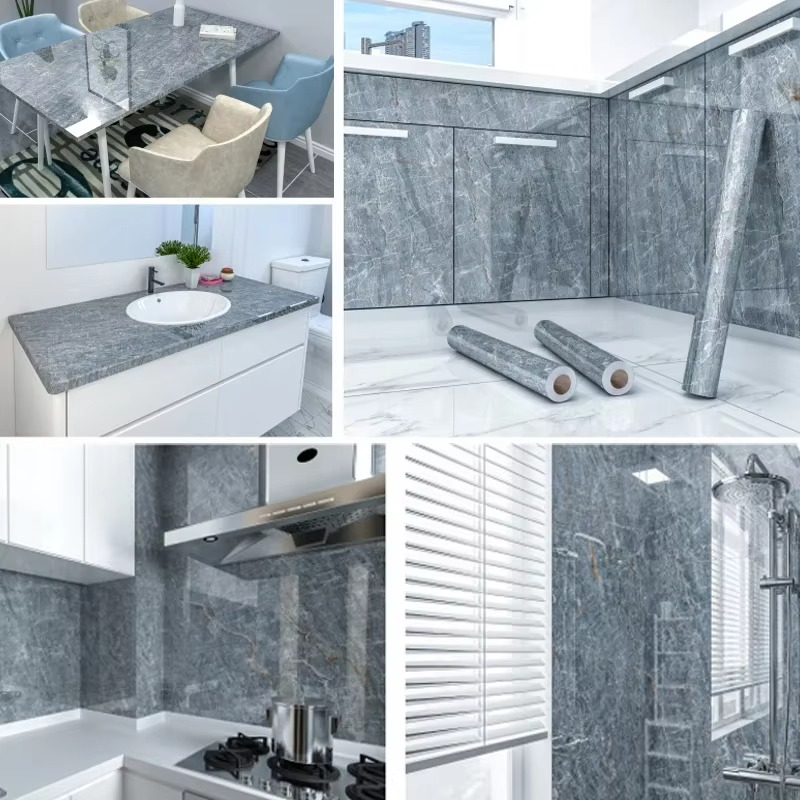 Easy Peel Stick Vinyl Wall Covering for Bath and Kitchen
