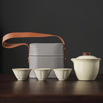 Compact Ceramic Tea Set for Home and Travel