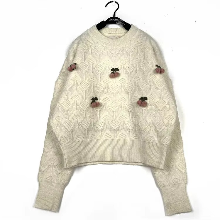 Classic Floral Embroidered Cozy Knit Sweater