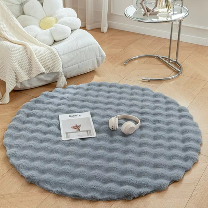 Plush Faux Fur Round Area Rug for Home Decor