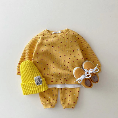 Cozy Waffle Knit Baby Boy Girl Clothes Fruit Pattern