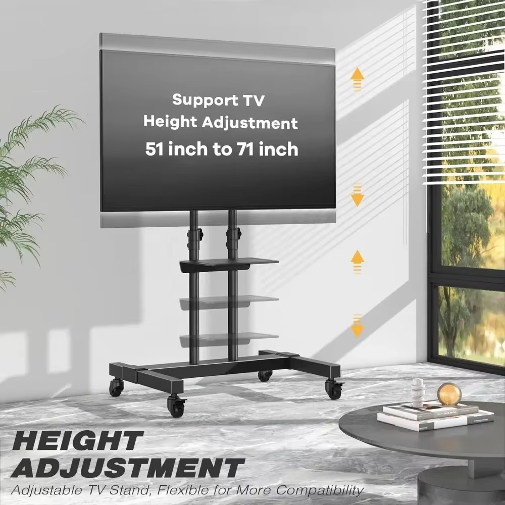 Portable TV Cart with Adjustable Mount for 32-80 Inch Screens
