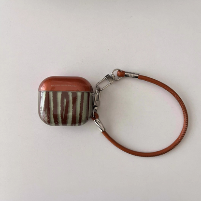 Vintage Leather Phone Earbuds Storage Box with Wireless Charger