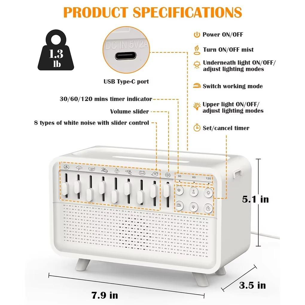 Portable Bluetooth Speaker with Nightlight and Humidifier