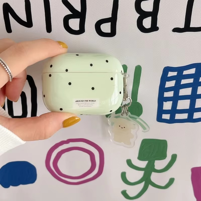 Durable AirPods Cover with Clip, Fun Dot Design