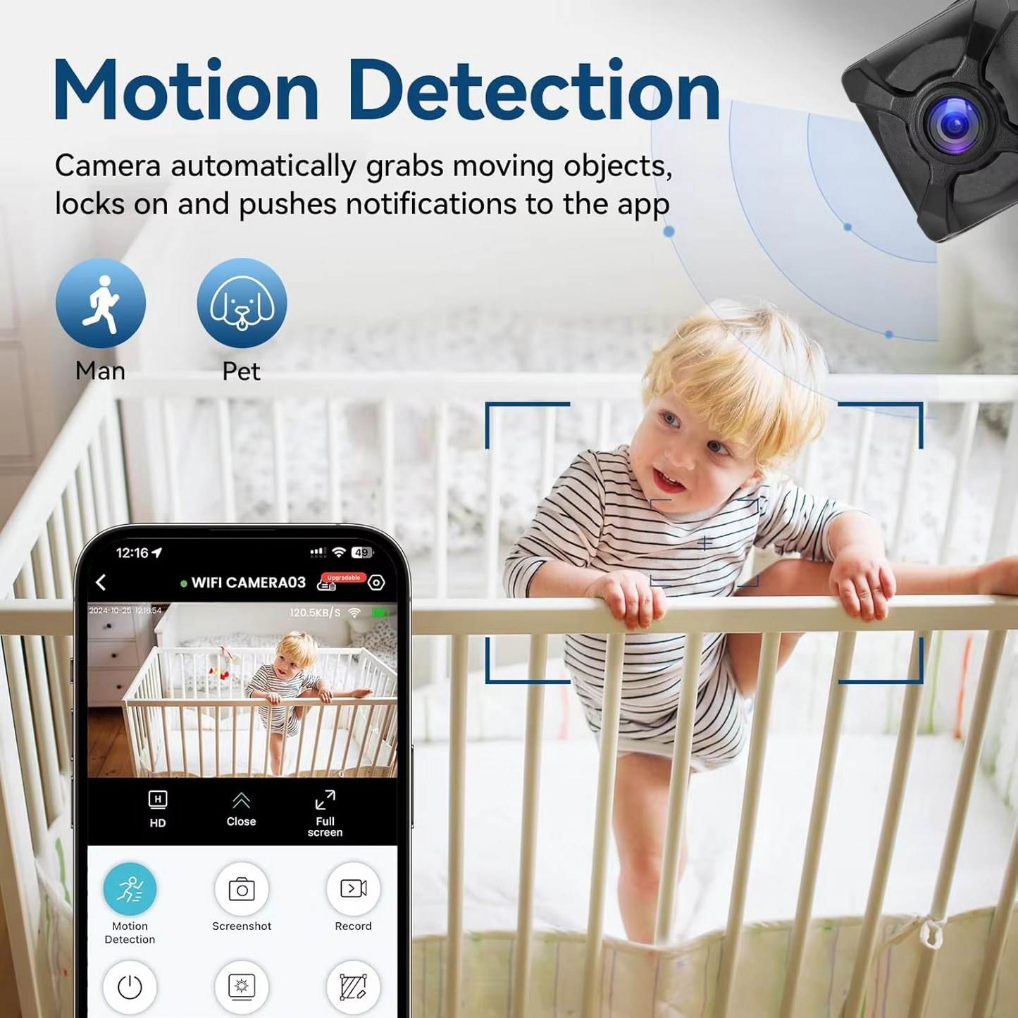 Compact 4K WiFi Security Camera with Motion Alert