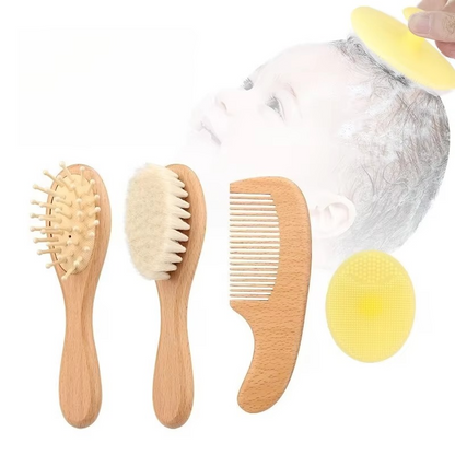 Gentle Wood Baby Hairbrush and Comb Set with Soft Bristles