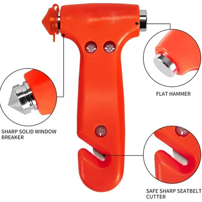 Compact Auto Emergency Tool - Window Hammer & Belt Cutter