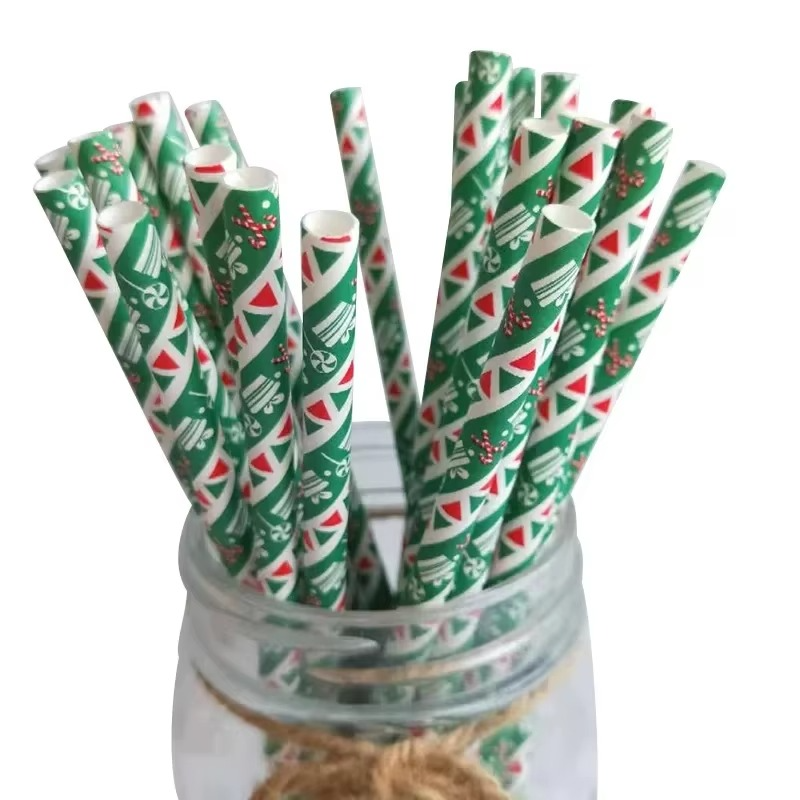 Vibrant Holiday Paper Straws 25ct Disposable Party Straws