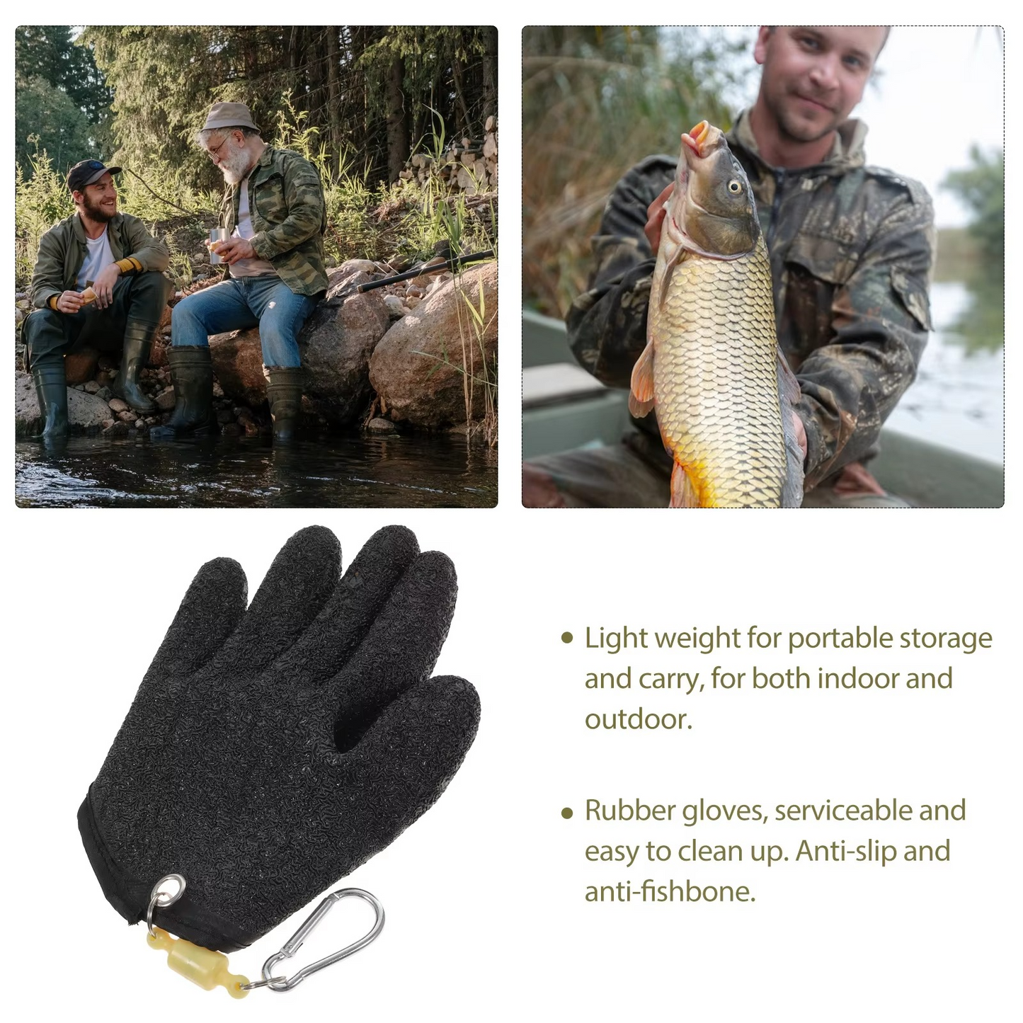 Durable Waterproof Fishing Gloves with Non-Slip Grip and Adjustable Strap