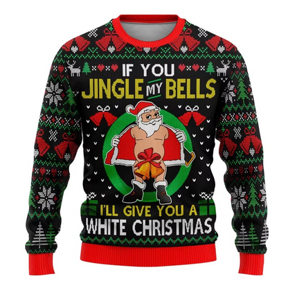 Humorous Xmas Tree Crew Neck Sweater for Men Women