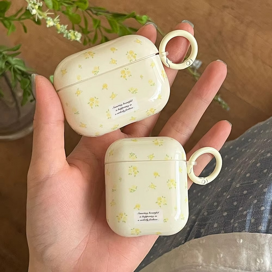 Bright Floral Clear AirPods Case With Keychain - Hehif