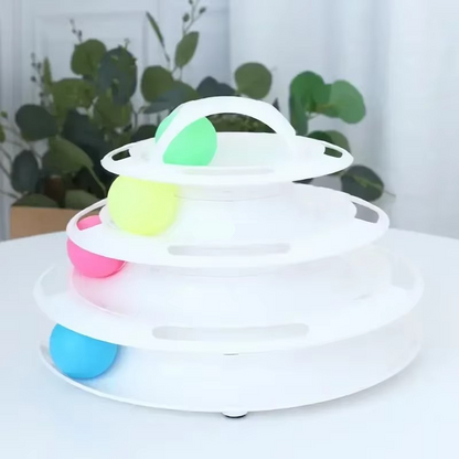 Fun Feline Play Tower with Balls and Tracks