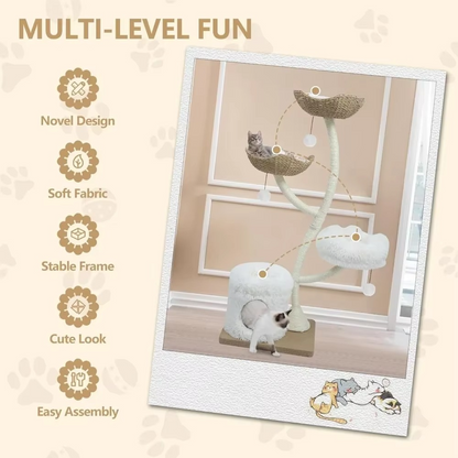 Tall Cat Tree with Scratching Posts and Cozy Perches