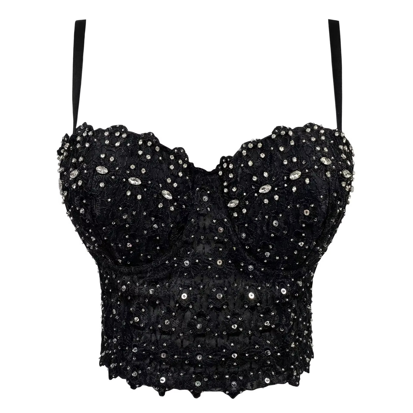 Shiny Beaded Embellished Ladies Tank Top