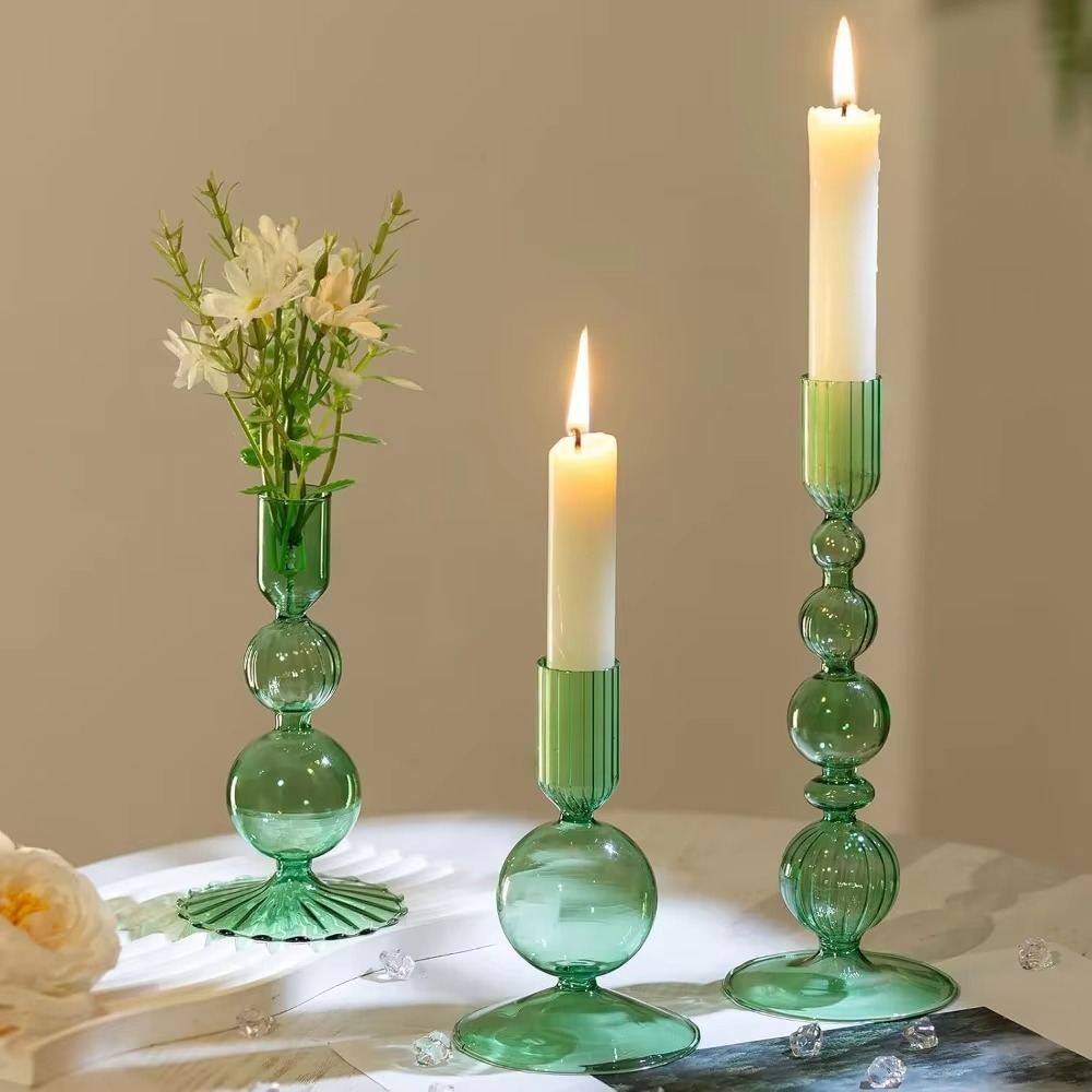 Luxury Glass Candle Holder Set for Home Decoration - Hehif