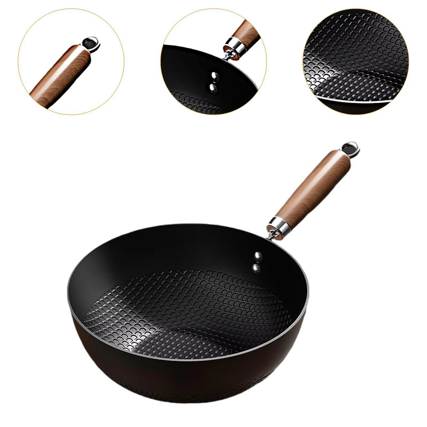 Classic Nonstick Bottom Stainless Steel Wok Pan for Daily Use