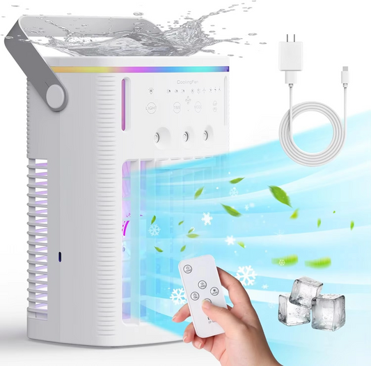 Portable 3-Speed Air Cooler with Remote and Timer - Hehif