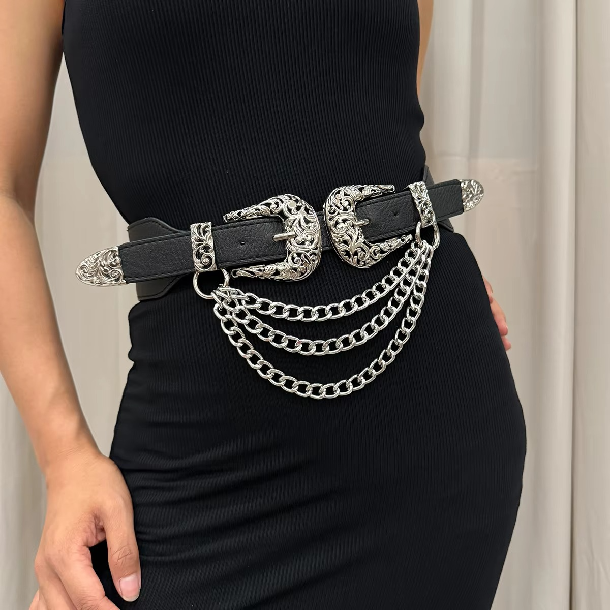 Elegant Adjustable Waist Belt for Women with Metallic Tassel