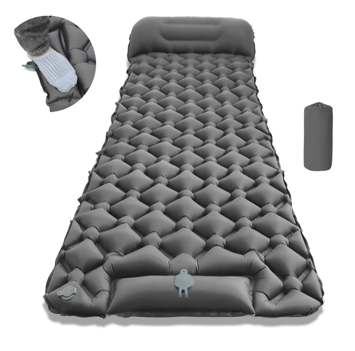 Portable Air Bed Camping Mattress with Built-In Pillow