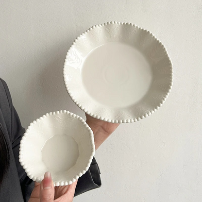 Classic White Ceramic Dinner Plate Set