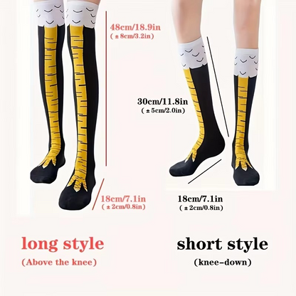 Fun Chicken Pattern Crew Socks for Women