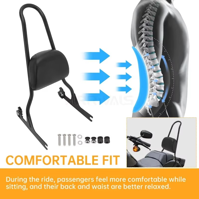 Removable Bike Backrest with Synthetic Leather and Metal Frame