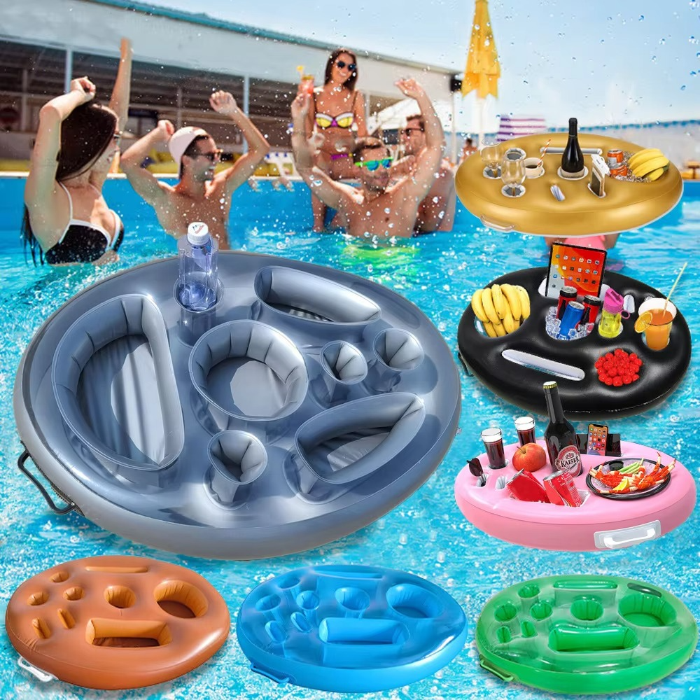 Floating Pool Bar with Cup Holders and Tray