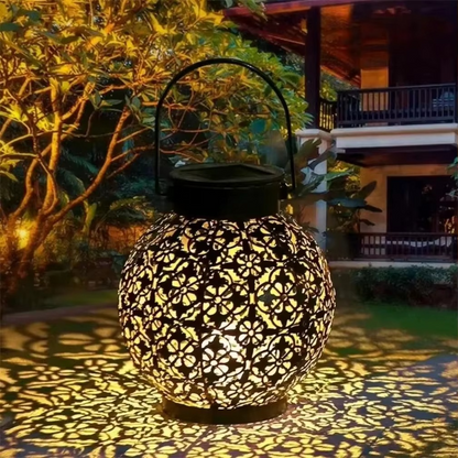 Rustic Solar Powered Garden Lantern for Yard Decor