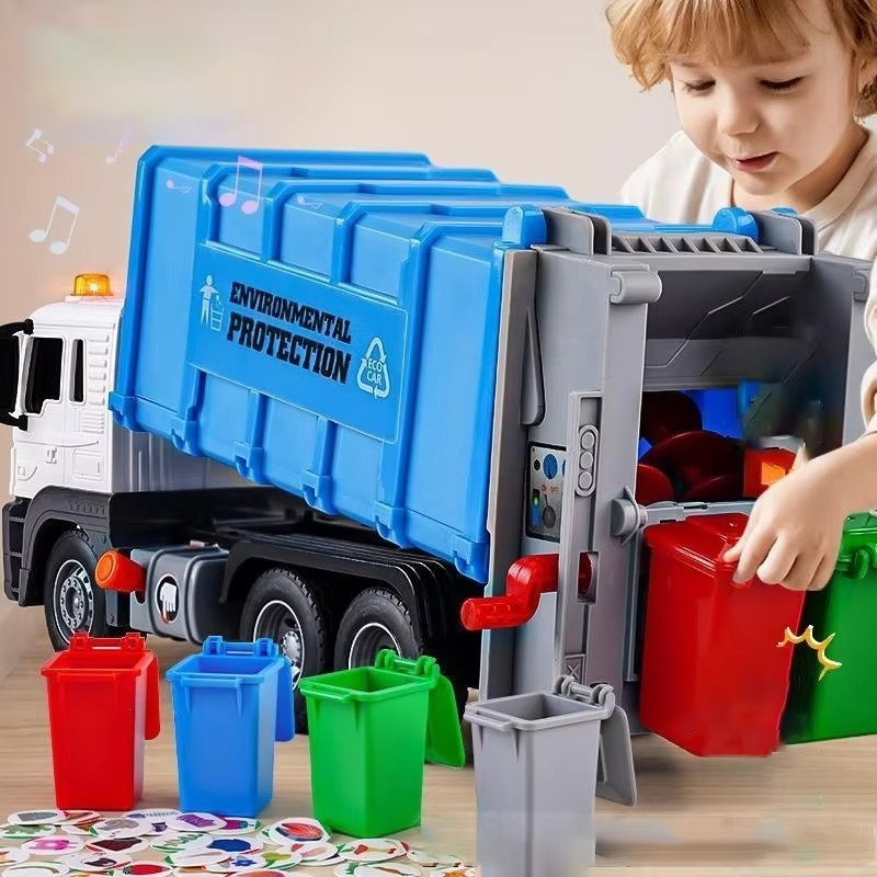 Fun City Trash Truck Toy with Flashing Lights - Hehif