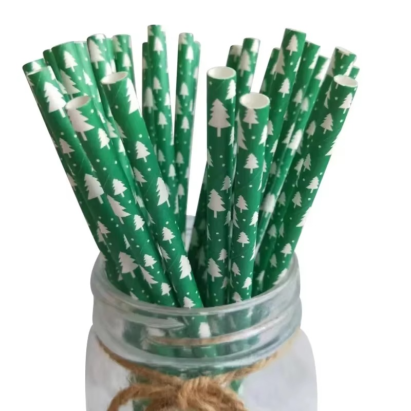 Vibrant Holiday Paper Straws 25ct Disposable Party Straws