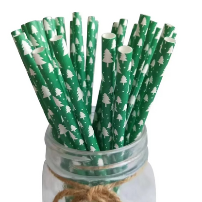 Vibrant Holiday Paper Straws 25ct Disposable Party Straws