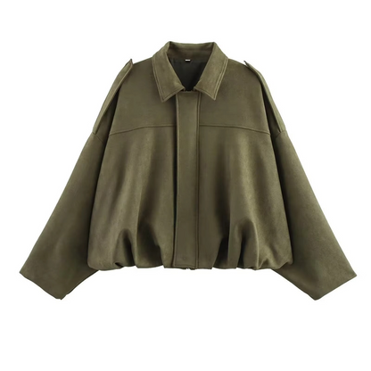 Ladies' Velvet Biker Jacket with Flare Sleeves