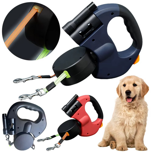 Comfortable Double Dog Leash with LED Night Light - Hehif