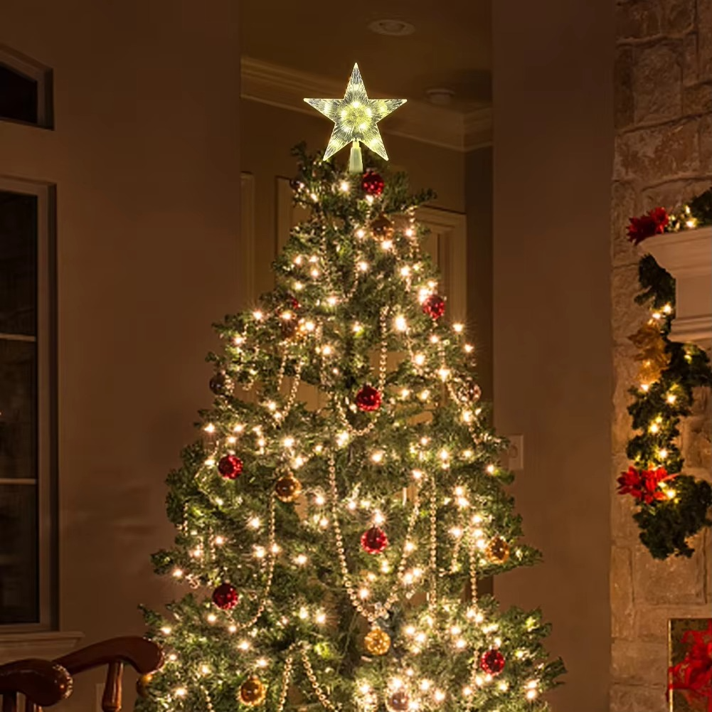 Sparkling LED Christmas Tree Topper Star 6 Inch