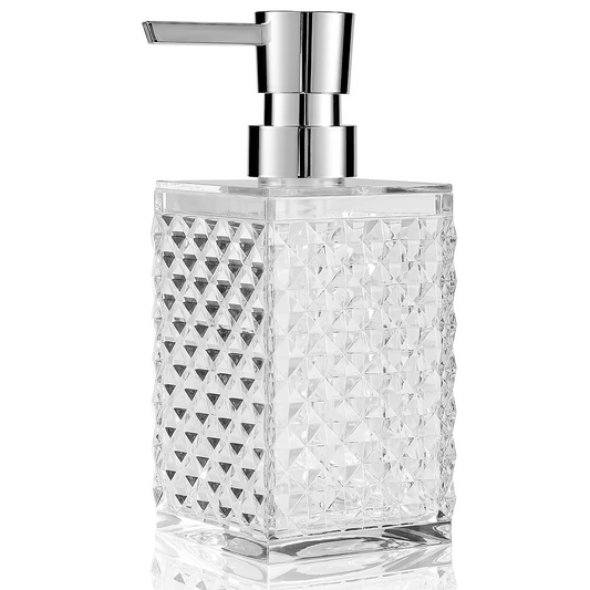 Crystal Clear Bathroom Soap Dispenser 10oz Silver Pump - Hehif