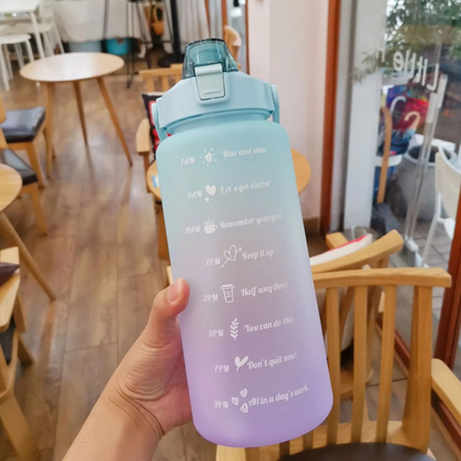 Big 68oz Insulated Water Bottle with Lid and Measurement Markings