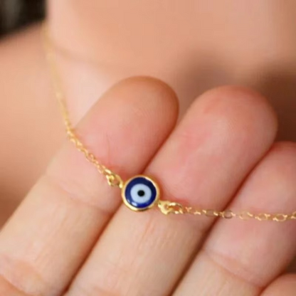 Protective Eye Bar Necklace in Silver Tone Steel