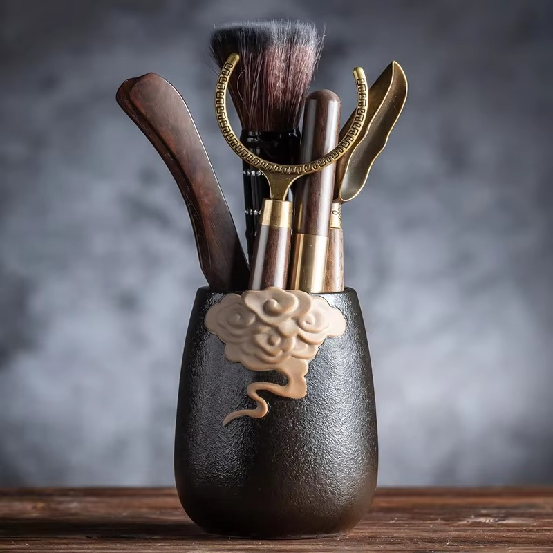Traditional Japanese Tea Set with Tools and Accessories