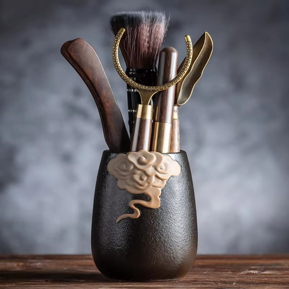 Traditional Japanese Tea Set with Tools and Accessories