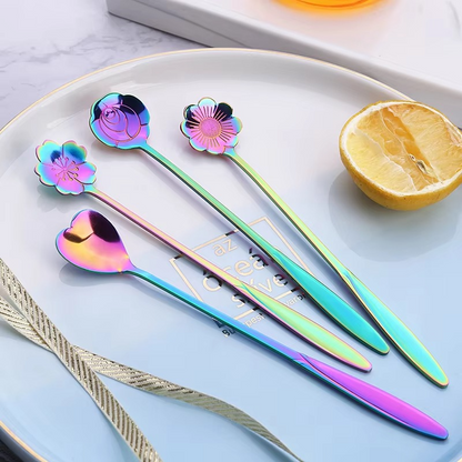 4 Piece Silverware Spoon Set Stainless Steel Flatware